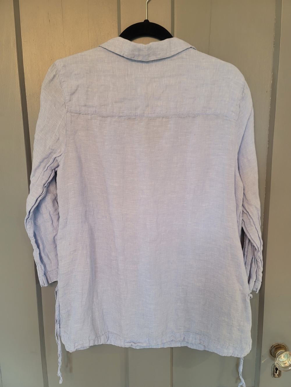 Sigrid Olsen Light Blue Linen Split-Neck Tunic with Side Ties - Picture 4 of 4